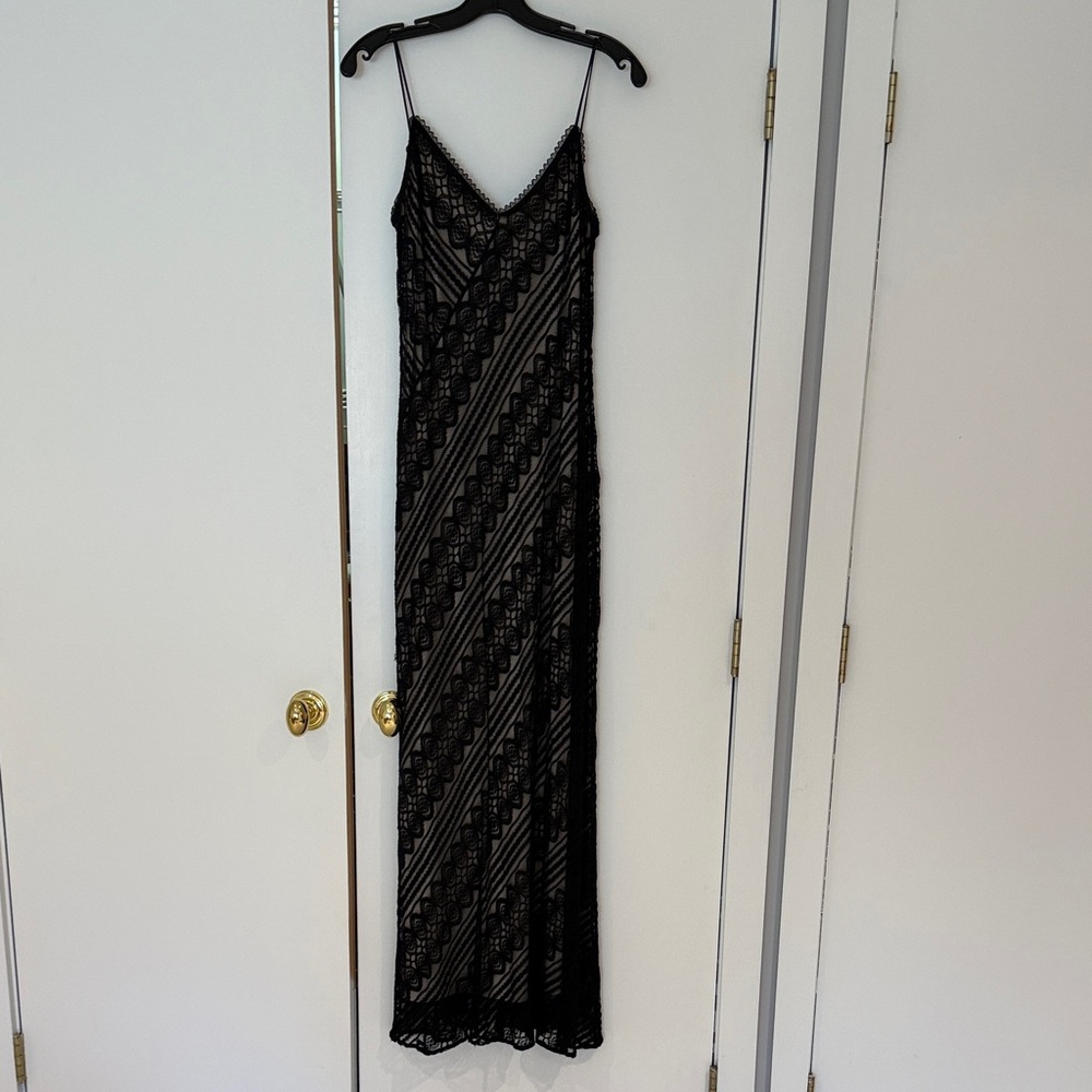 Classic Lines Black Lace Maxi Dress